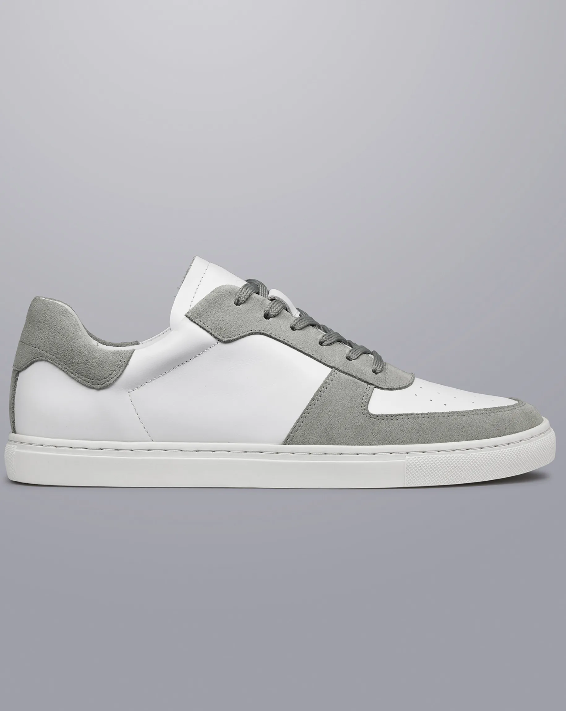 Sneakers<Charles Tyrwhitt Leather and Suede Cupsole Sneakers - White & Light Grey White & Grey