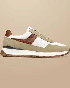 Shoes<Charles Tyrwhitt Leather and Suede Sneakers - Cream & Dark Sand Brown Multicoloured