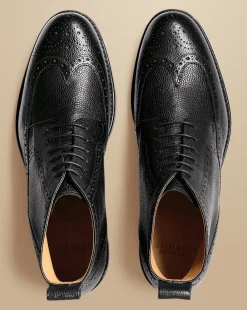 Boots|Black Shoes<Charles Tyrwhitt Leather Brogue Boots - Black