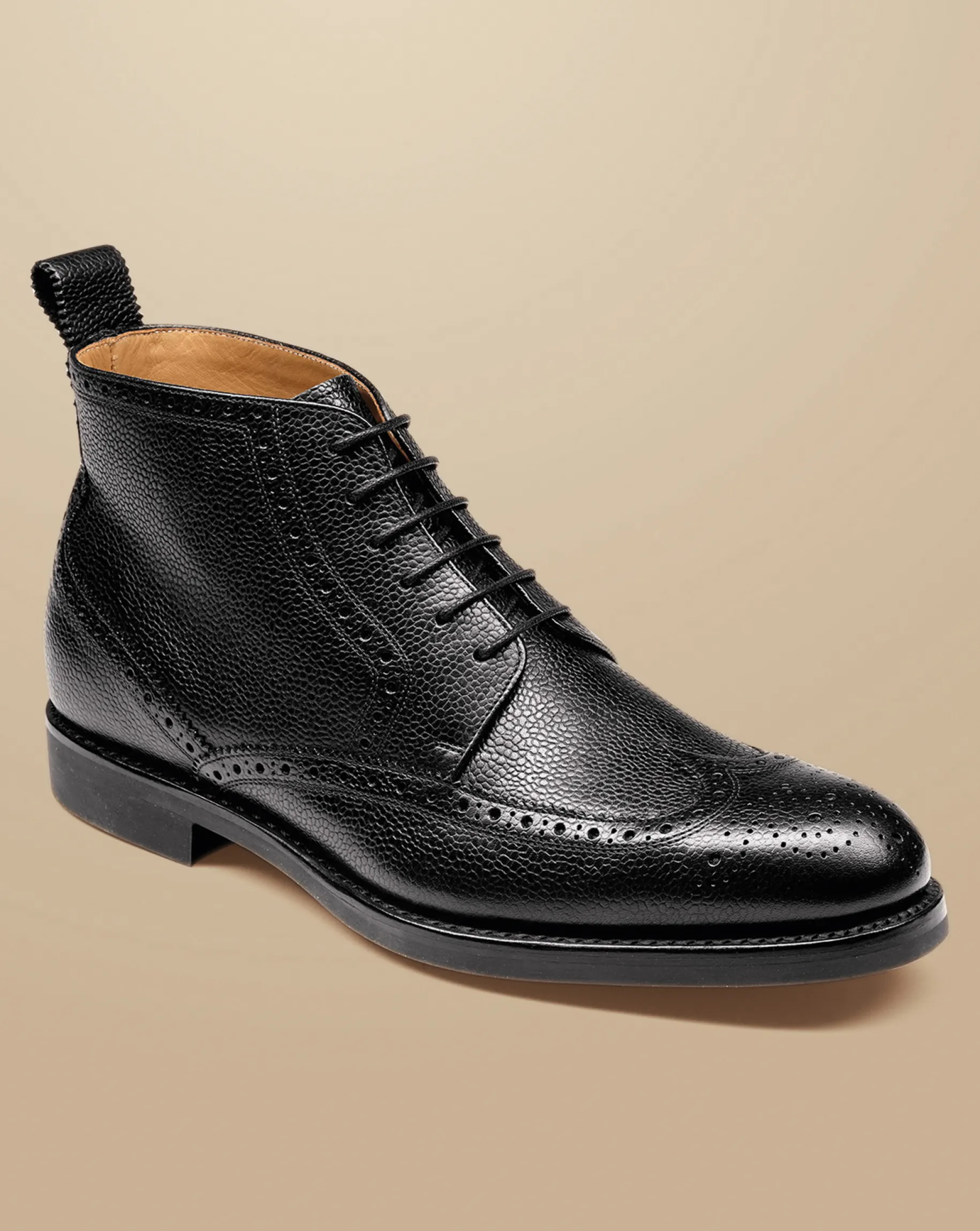 Boots|Black Shoes<Charles Tyrwhitt Leather Brogue Boots - Black