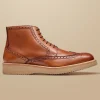 Boots|Brown Shoes<Charles Tyrwhitt Leather Brogue Boots - Dark Tan