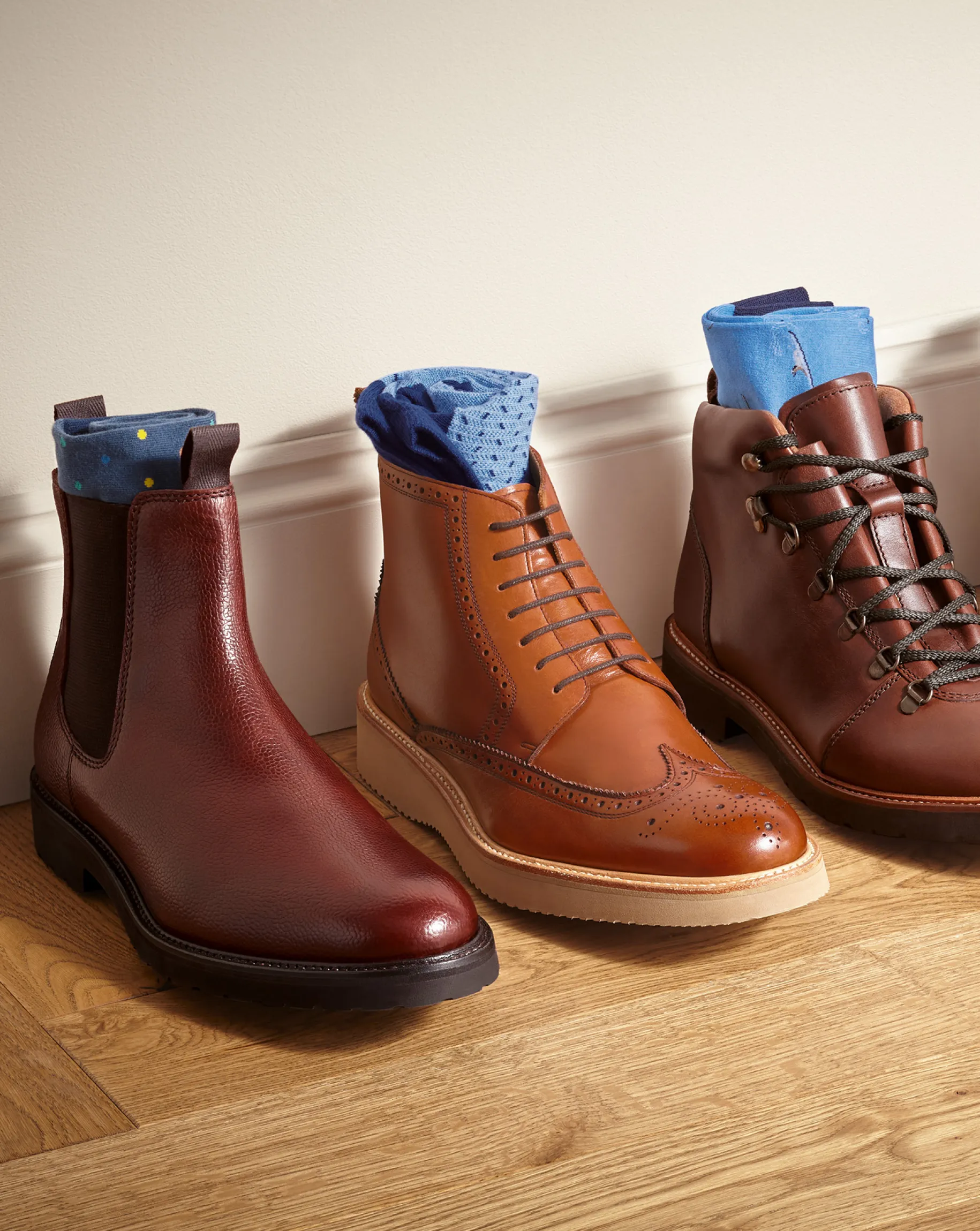 Boots|Brown Shoes<Charles Tyrwhitt Leather Brogue Boots - Dark Tan