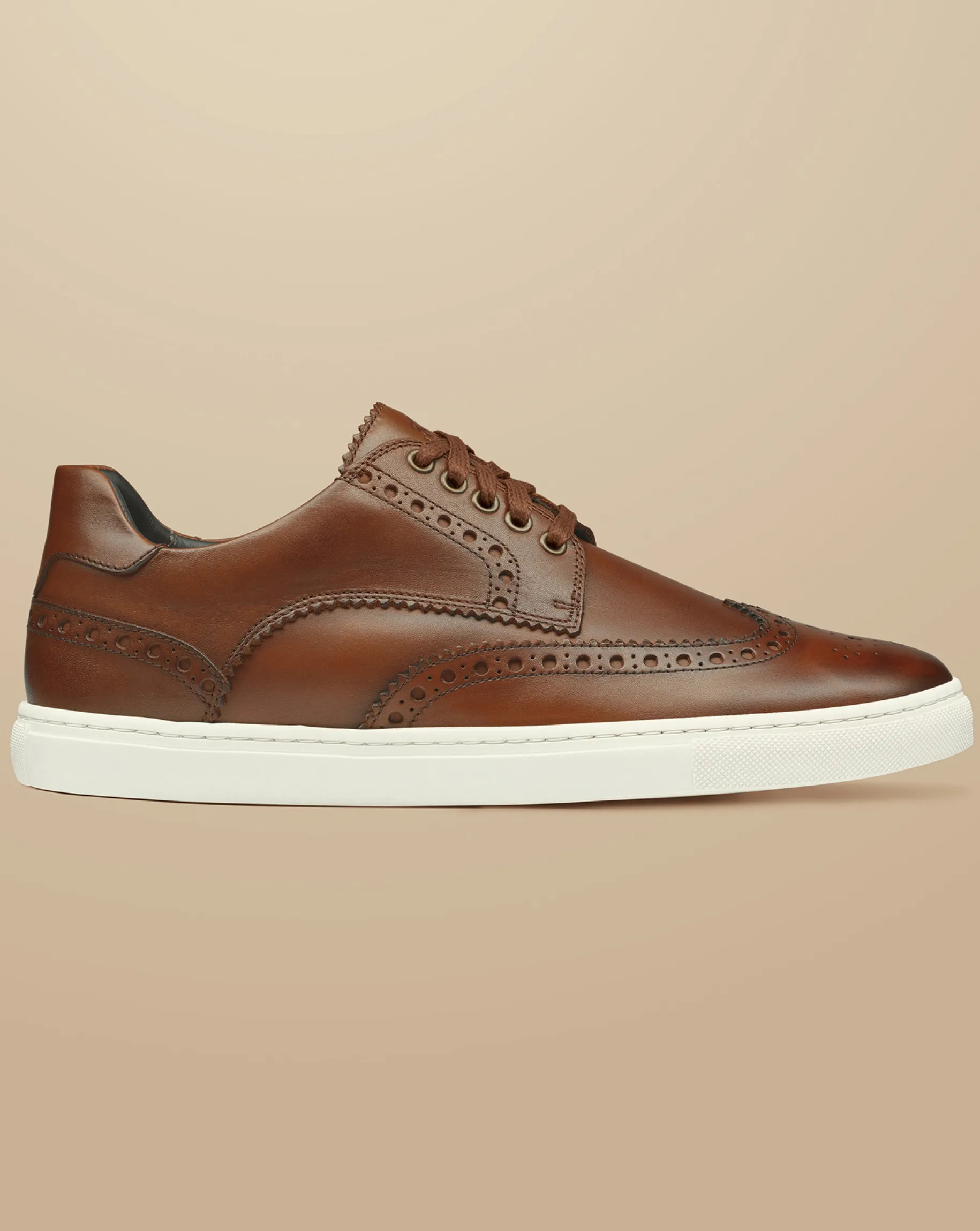 Sneakers|Brown Shoes<Charles Tyrwhitt Leather Brogue Sneakers - Walnut Brown