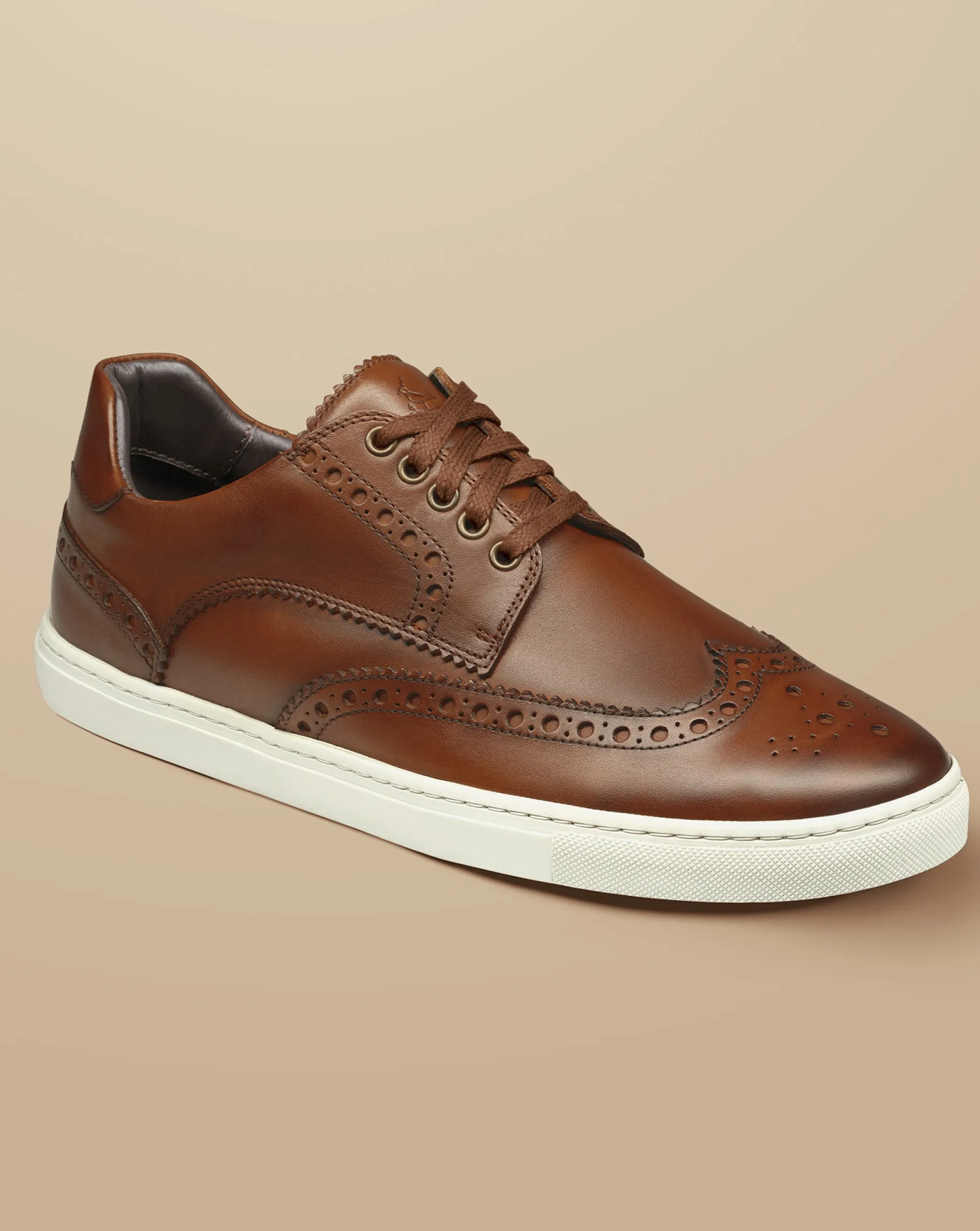 Sneakers|Brown Shoes<Charles Tyrwhitt Leather Brogue Sneakers - Walnut Brown