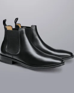 Boots|Black Shoes<Charles Tyrwhitt Leather Chelsea Boots - Black