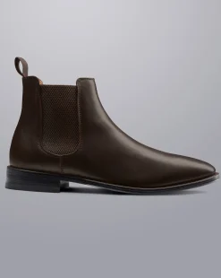 Boots|Brown Shoes<Charles Tyrwhitt Leather Chelsea Boots - Dark Chocolate