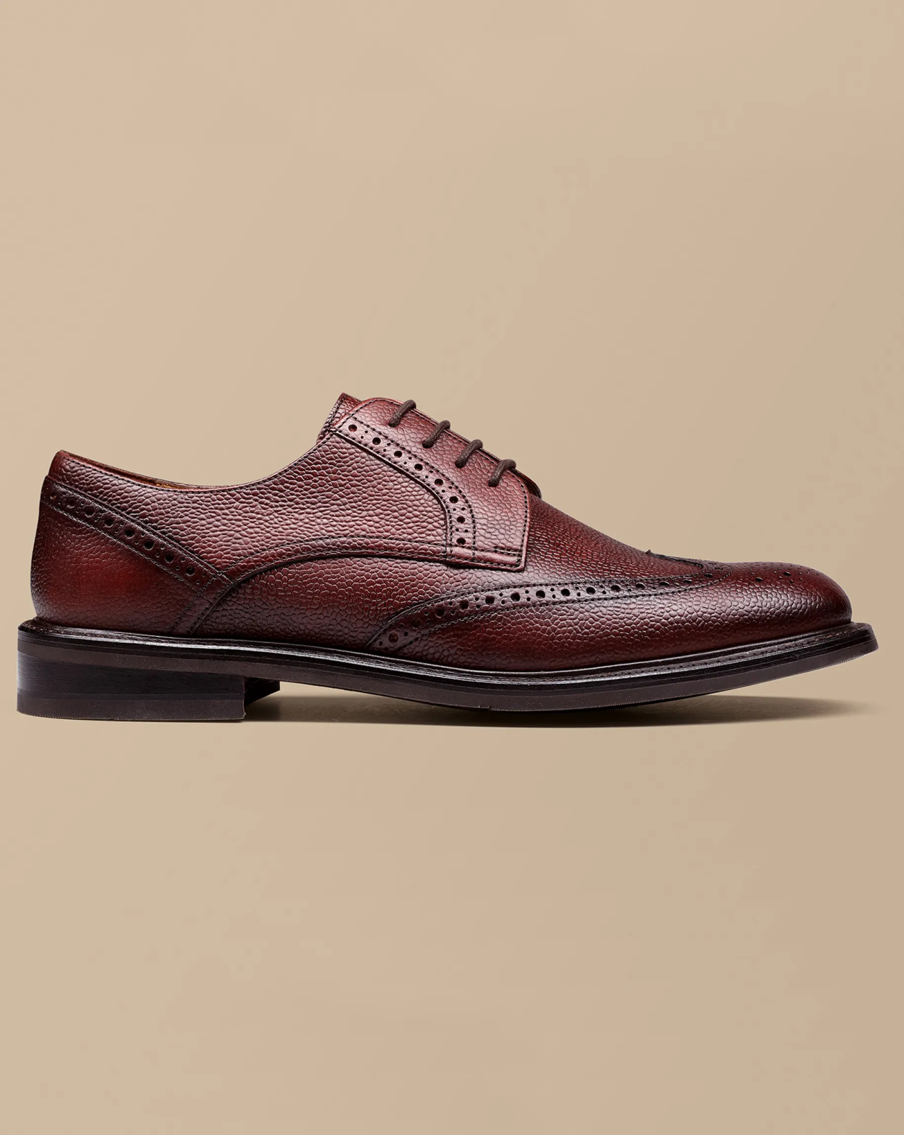 Shoes<Charles Tyrwhitt Leather Grain Derby Brogue Shoes - Chestnut Brown
