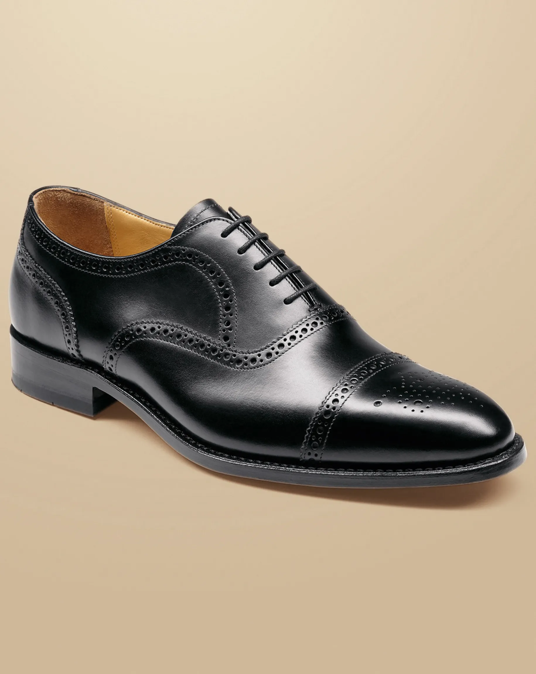 Smart Shoes|Black Shoes<Charles Tyrwhitt Leather Oxford Brogue Shoes - Black