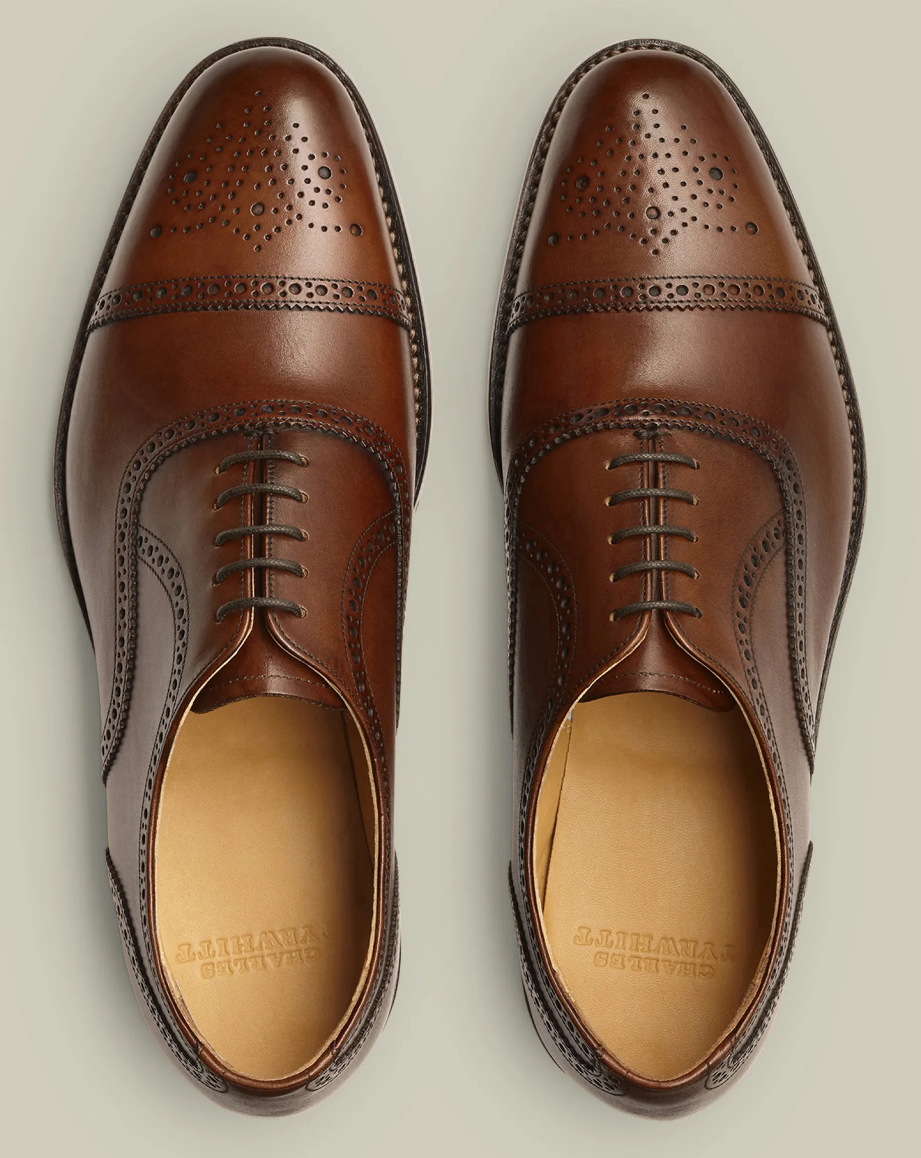 Smart Shoes|Brown Shoes<Charles Tyrwhitt Leather Oxford Brogue Shoes - Dark Tan