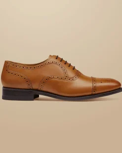 Shoes<Charles Tyrwhitt Leather Oxford Brogue Shoes - Brown Tobacco