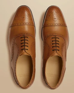 Shoes<Charles Tyrwhitt Leather Oxford Brogue Shoes - Brown Tobacco