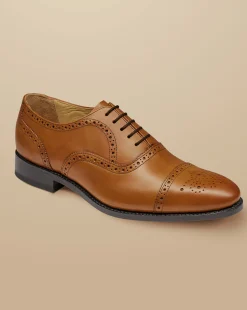 Shoes<Charles Tyrwhitt Leather Oxford Brogue Shoes - Brown Tobacco