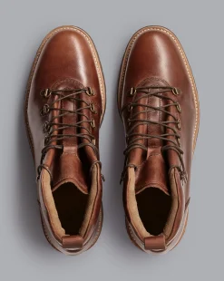 Boots|Brown Shoes<Charles Tyrwhitt Leather Rubber Sole Boots - Dark Tan