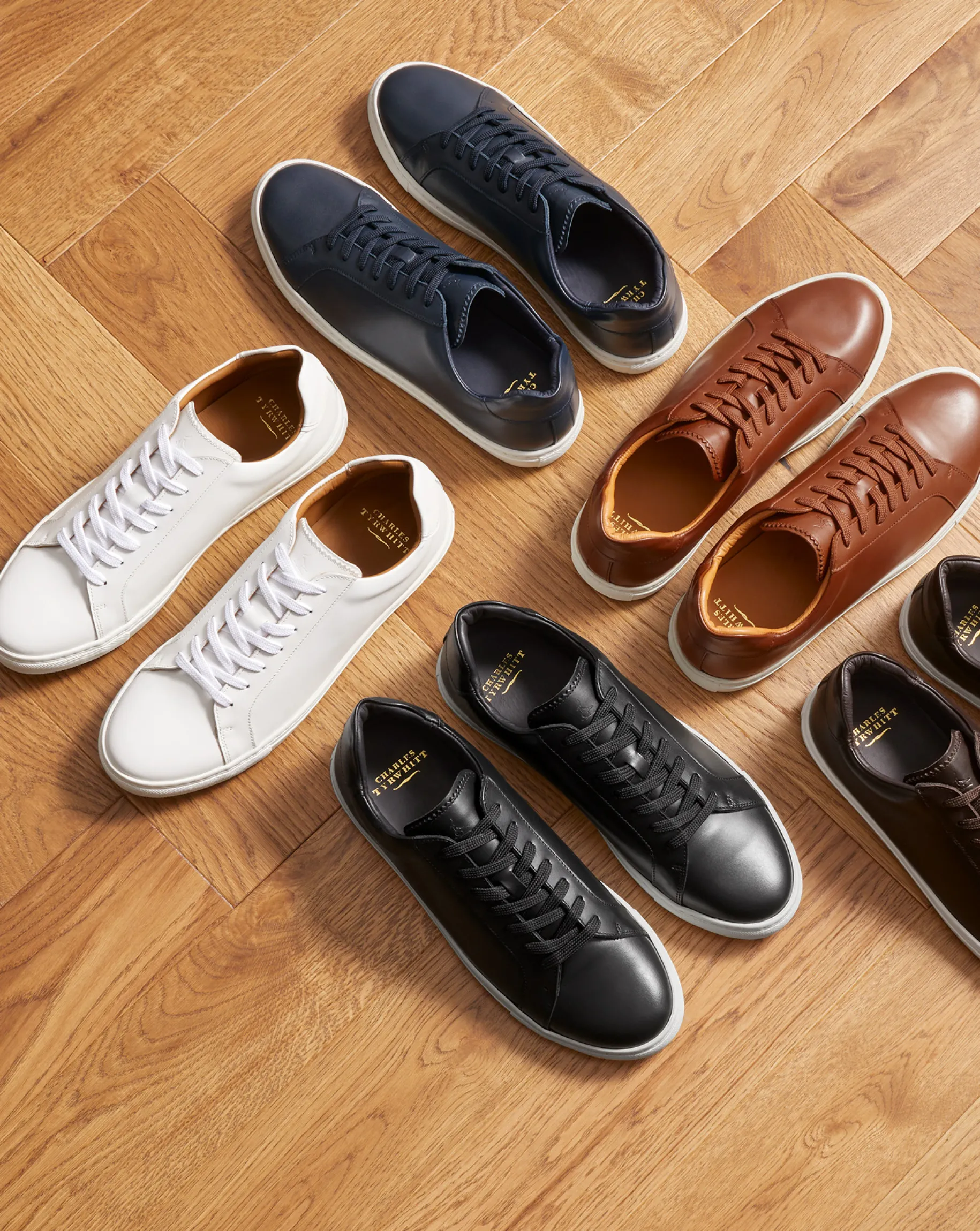 Golf Collection|Sneakers<Charles Tyrwhitt Leather Sneakers - Black