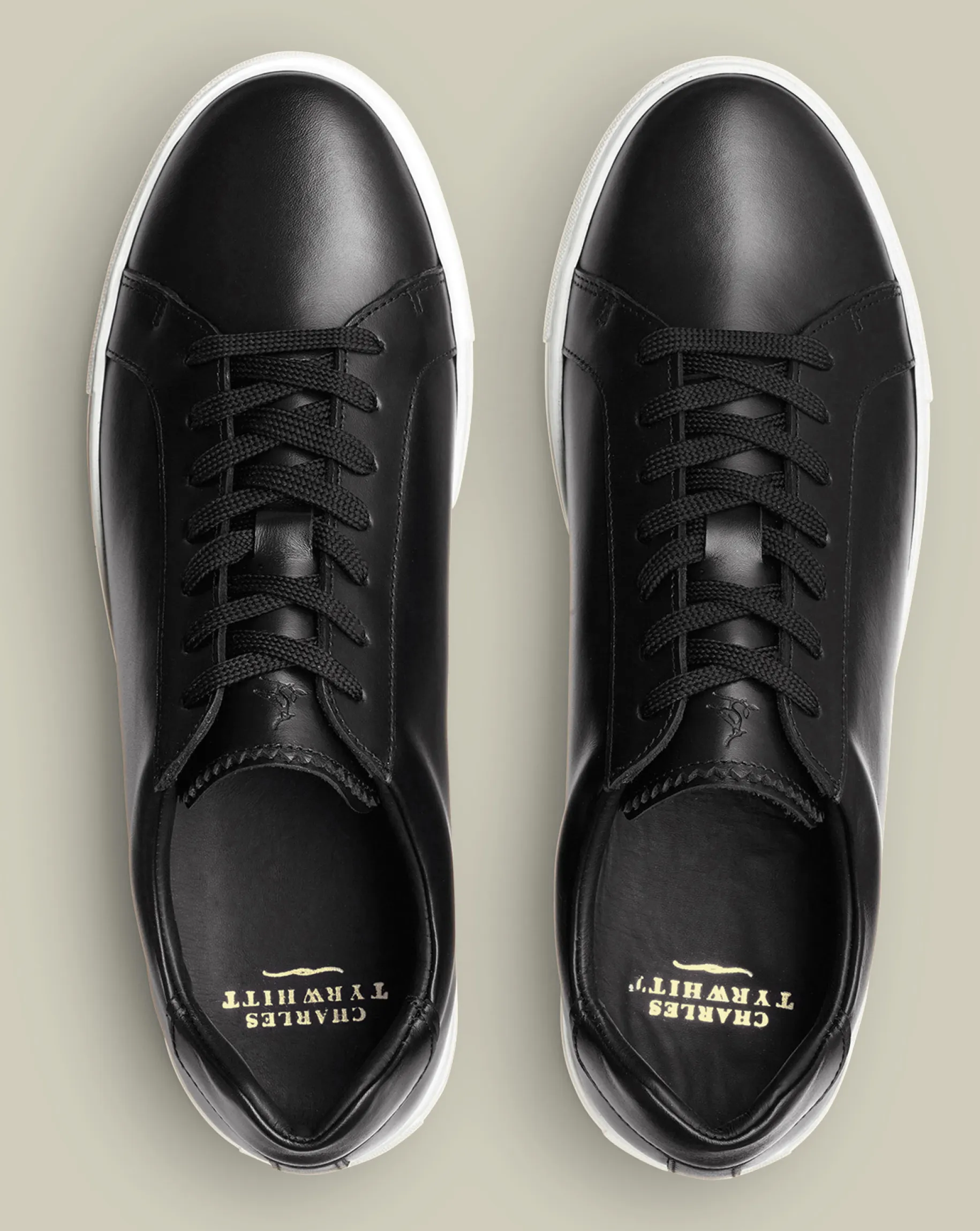 Golf Collection|Sneakers<Charles Tyrwhitt Leather Sneakers - Black