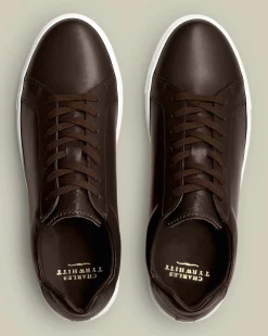 Sneakers|Brown Shoes<Charles Tyrwhitt Leather Sneakers - Dark Chocolate