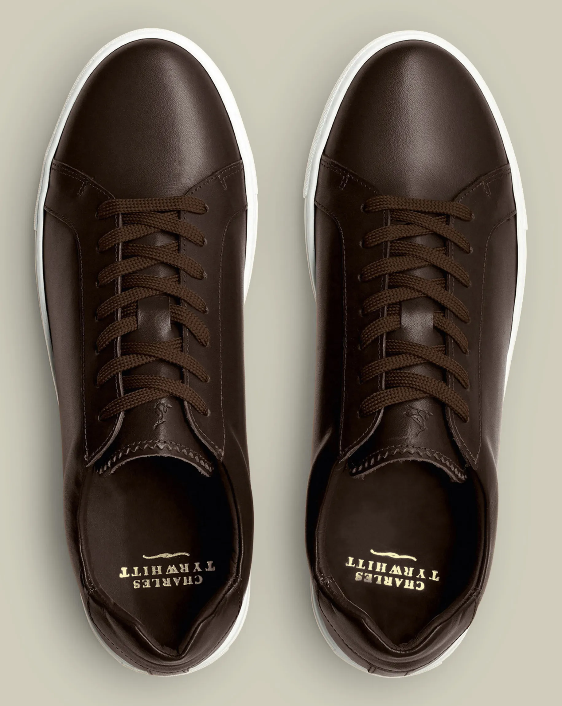 Sneakers|Brown Shoes<Charles Tyrwhitt Leather Sneakers - Dark Chocolate