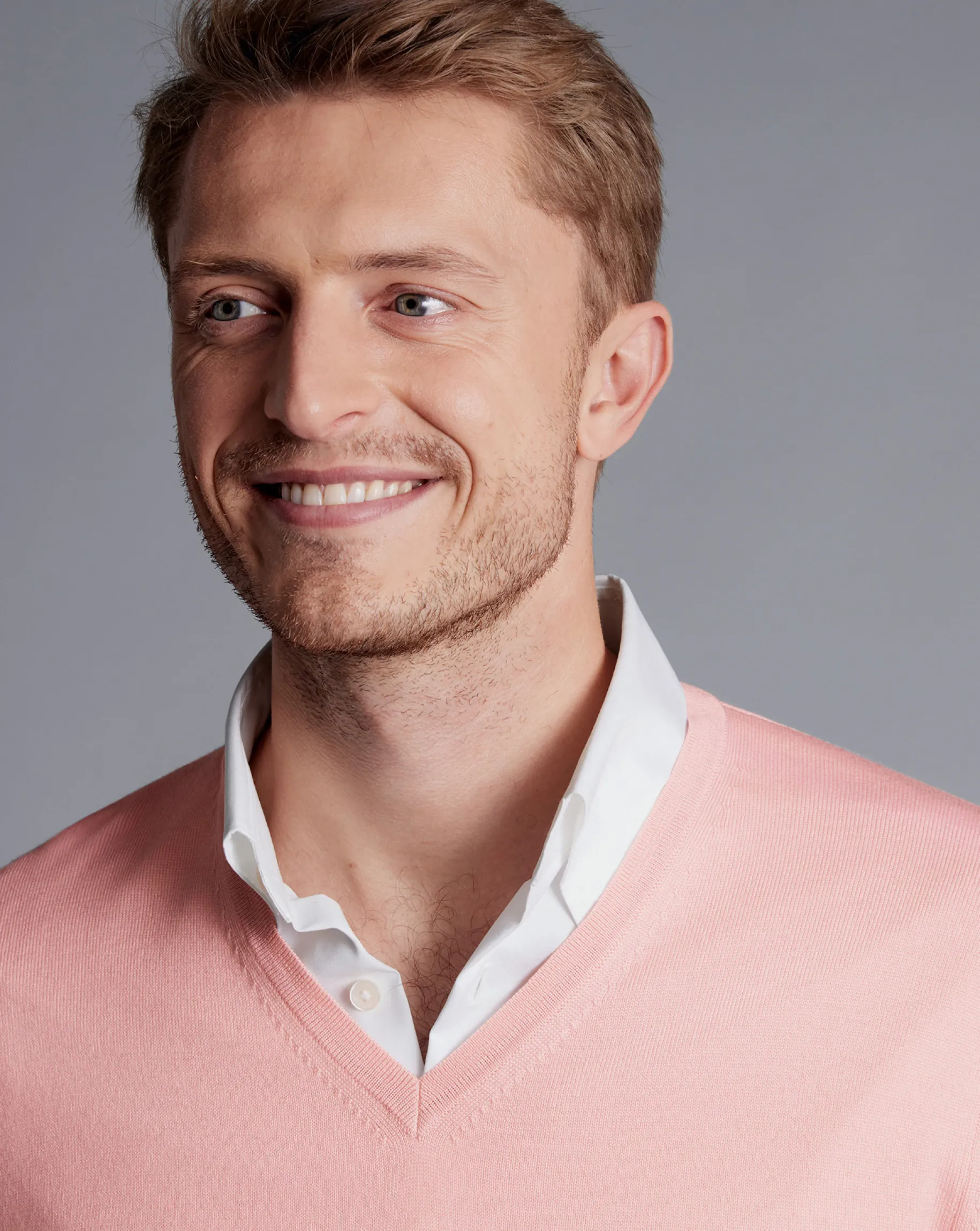 Sweaters|Merino Sweaters<Charles Tyrwhitt Light Coral Pure Merino V Neck Sweater Light Coral Pink