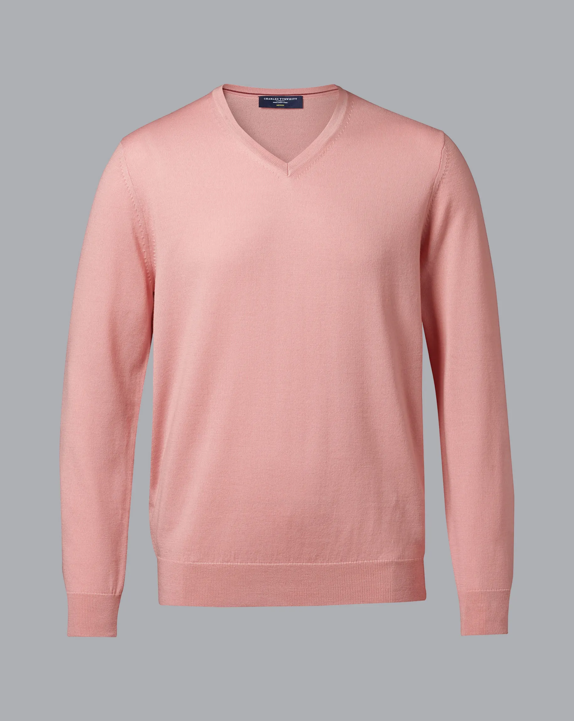 Sweaters|Merino Sweaters<Charles Tyrwhitt Light Coral Pure Merino V Neck Sweater Light Coral Pink