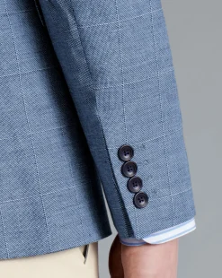Coats & Jackets|Blazers<Charles Tyrwhitt Linen Cotton Check Jacket - Cobalt Blue