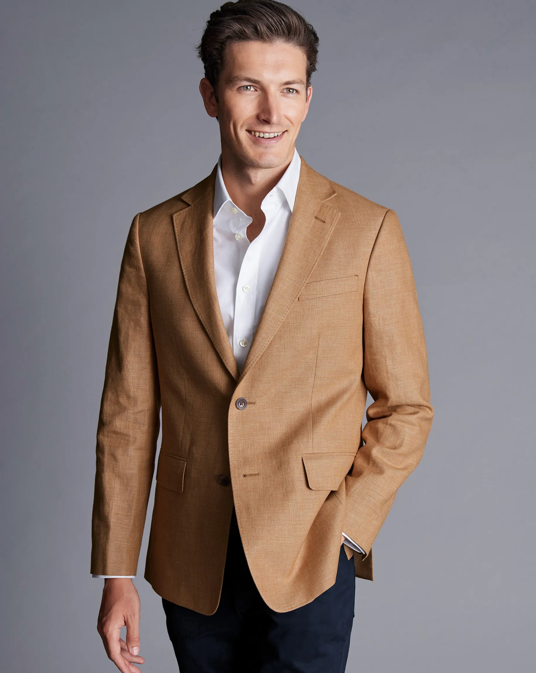 Coats & Jackets|Blazers<Charles Tyrwhitt Linen Cotton Jacket - Camel