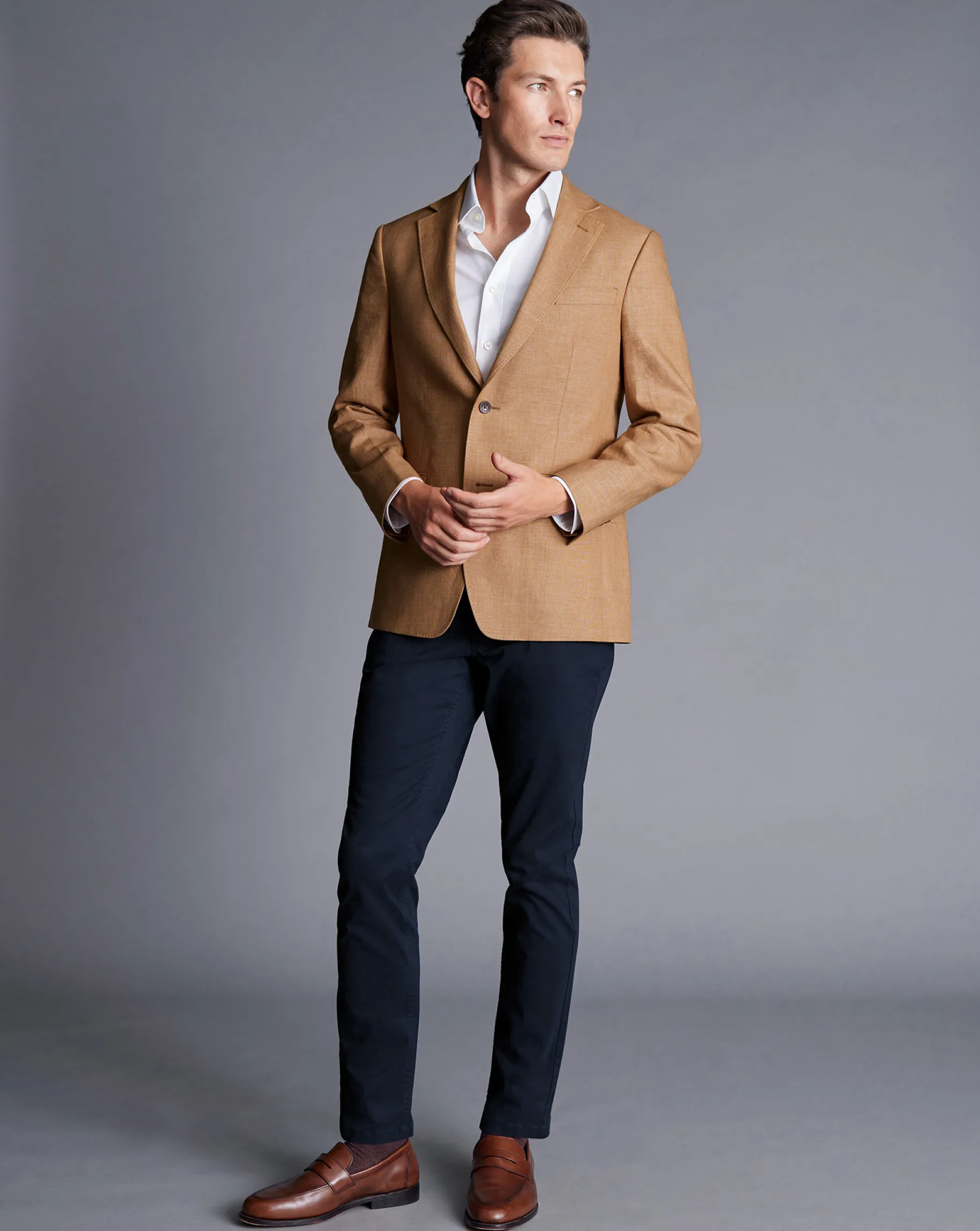 Coats & Jackets|Blazers<Charles Tyrwhitt Linen Cotton Jacket - Camel
