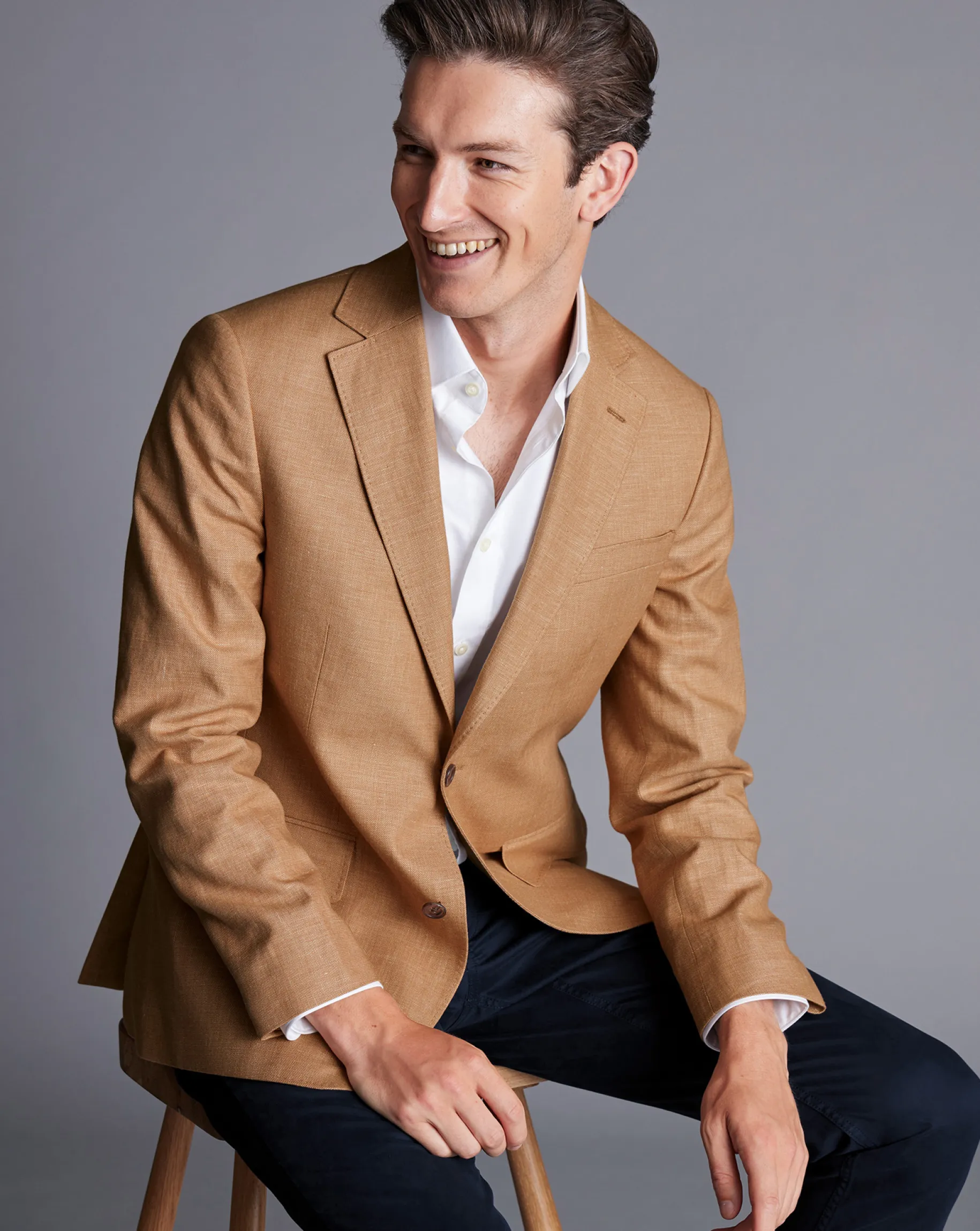 Coats & Jackets|Blazers<Charles Tyrwhitt Linen Cotton Jacket - Camel