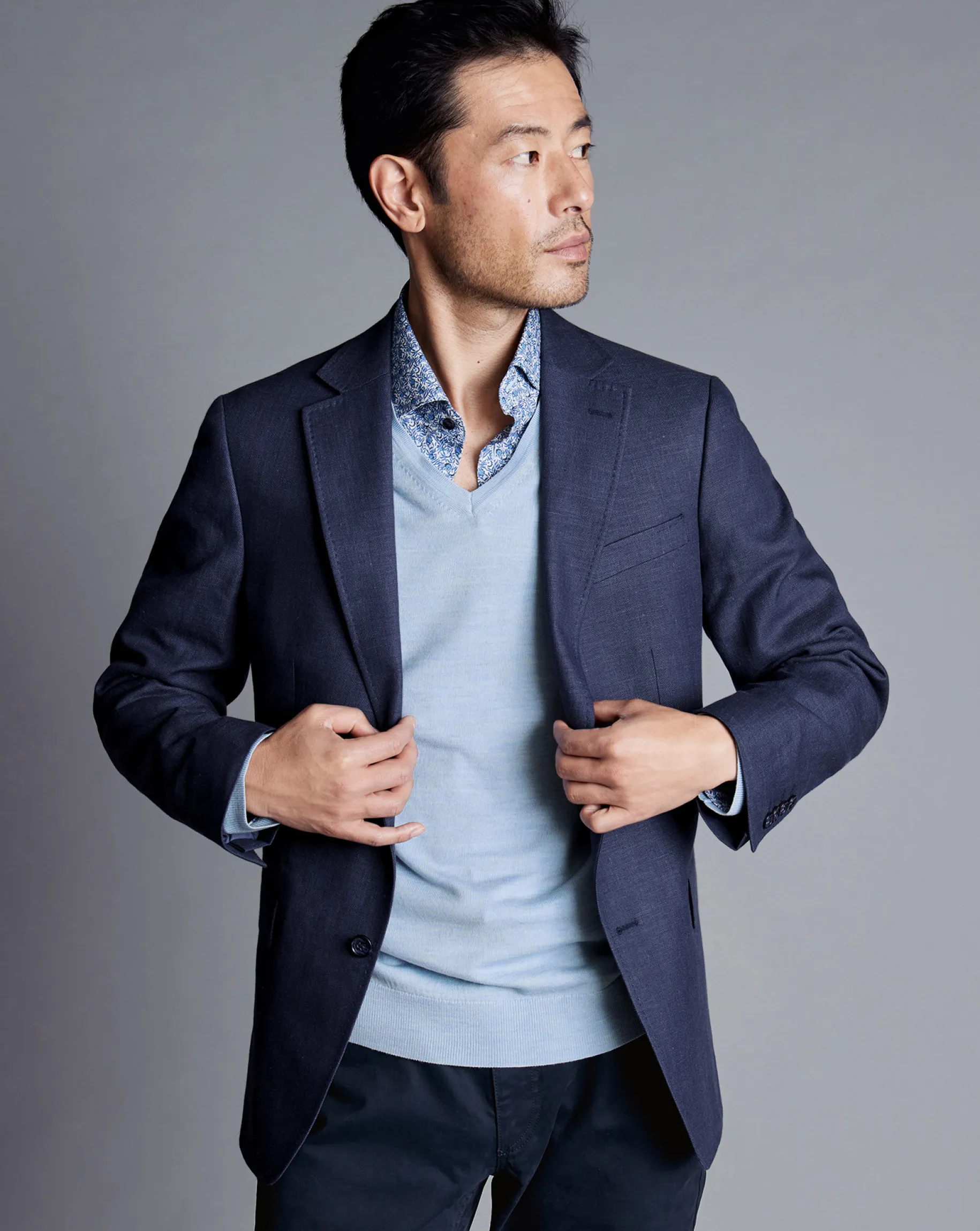 Coats & Jackets|Blazers<Charles Tyrwhitt Linen Cotton Jacket - Blue Indigo