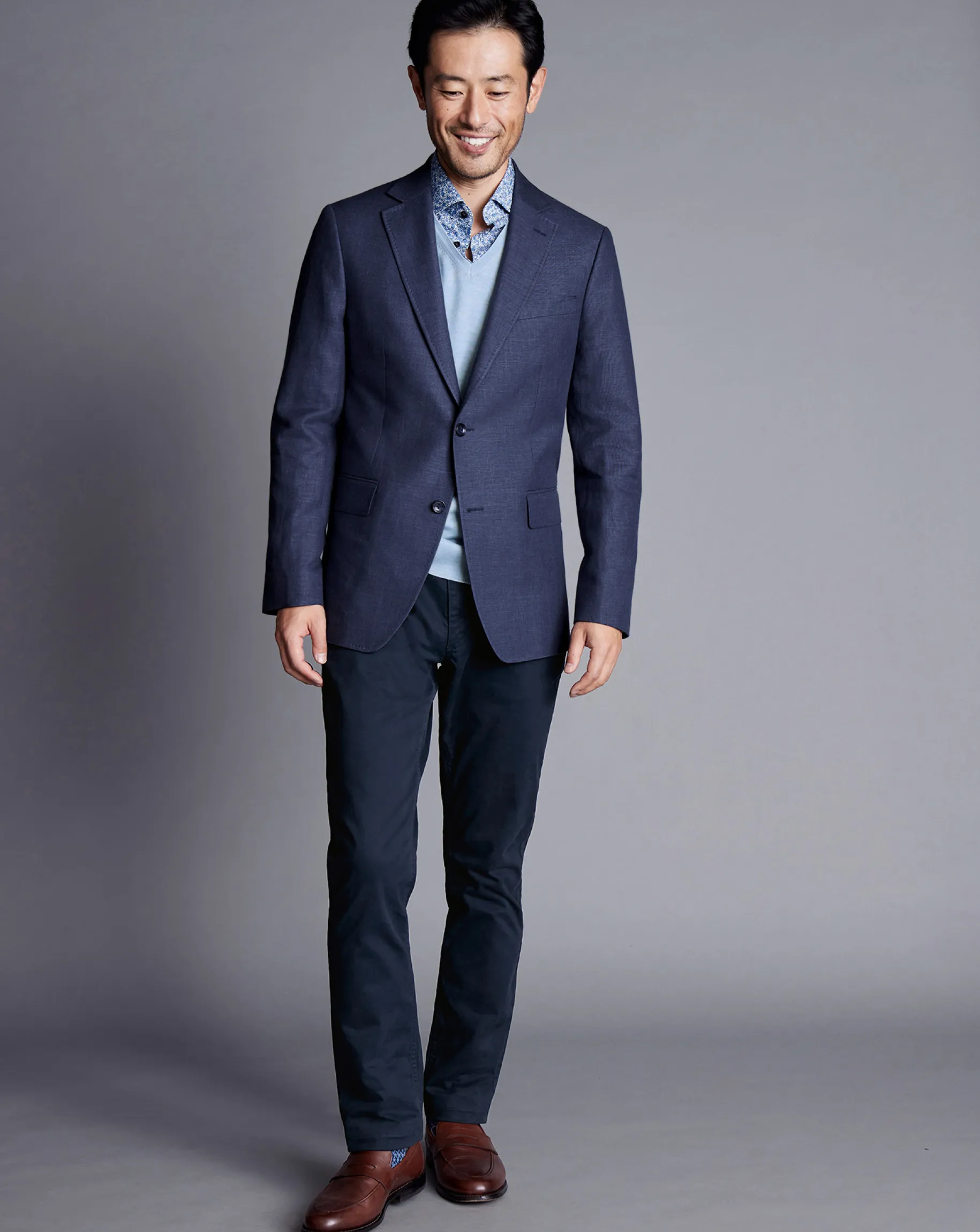 Coats & Jackets|Blazers<Charles Tyrwhitt Linen Cotton Jacket - Blue Indigo