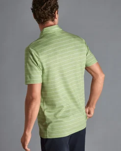 Shirt Sale|Polos<Charles Tyrwhitt Linen Cotton Stripe Polo - Green