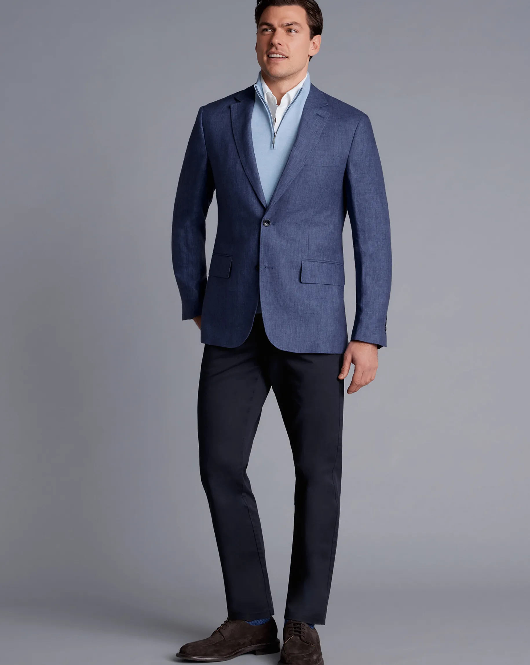 Coats & Jackets|Blazers<Charles Tyrwhitt Linen Jacket - Ocean Blue