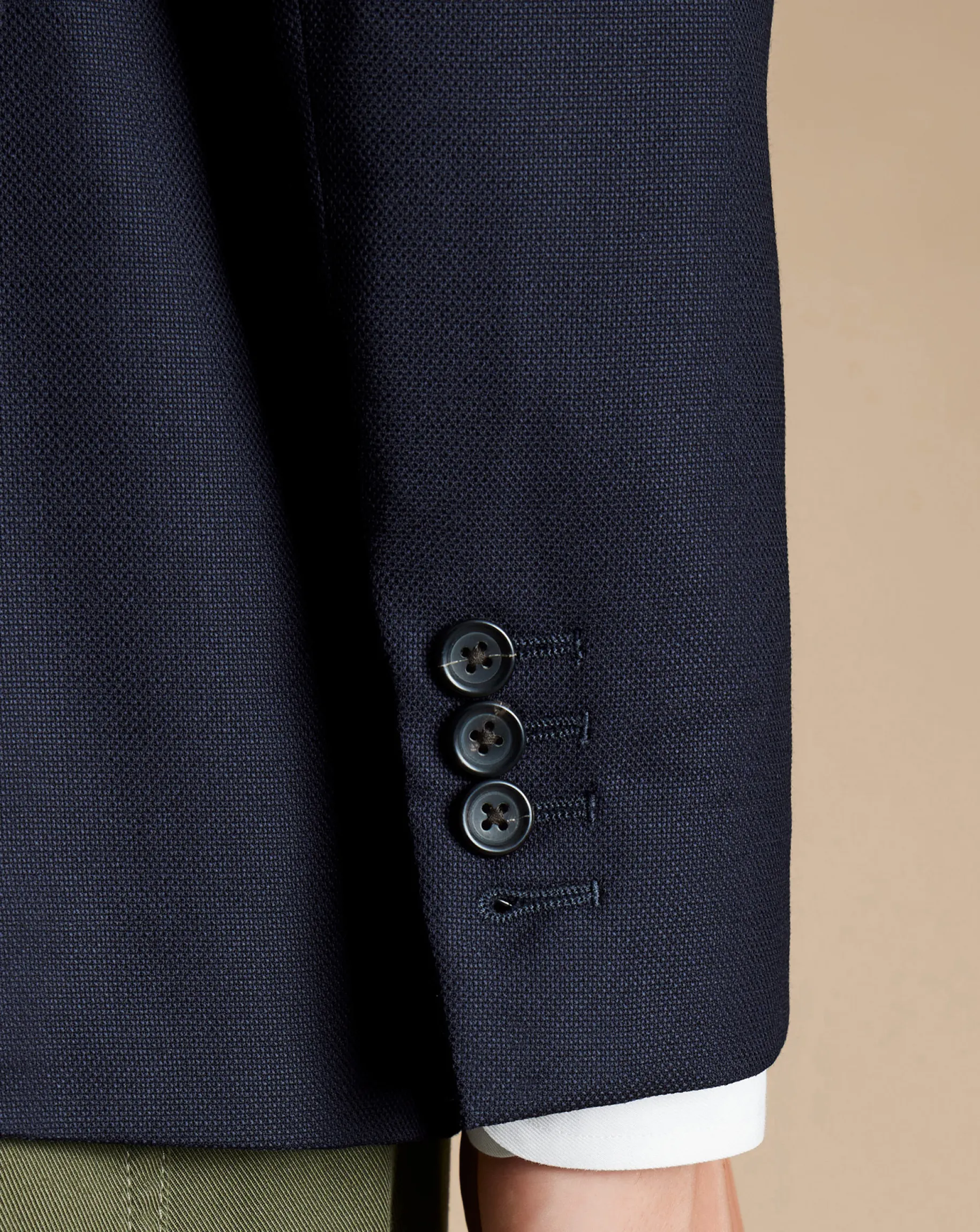 Blazers|Navy<Charles Tyrwhitt Luxury Italian Hopsack Jacket - Navy