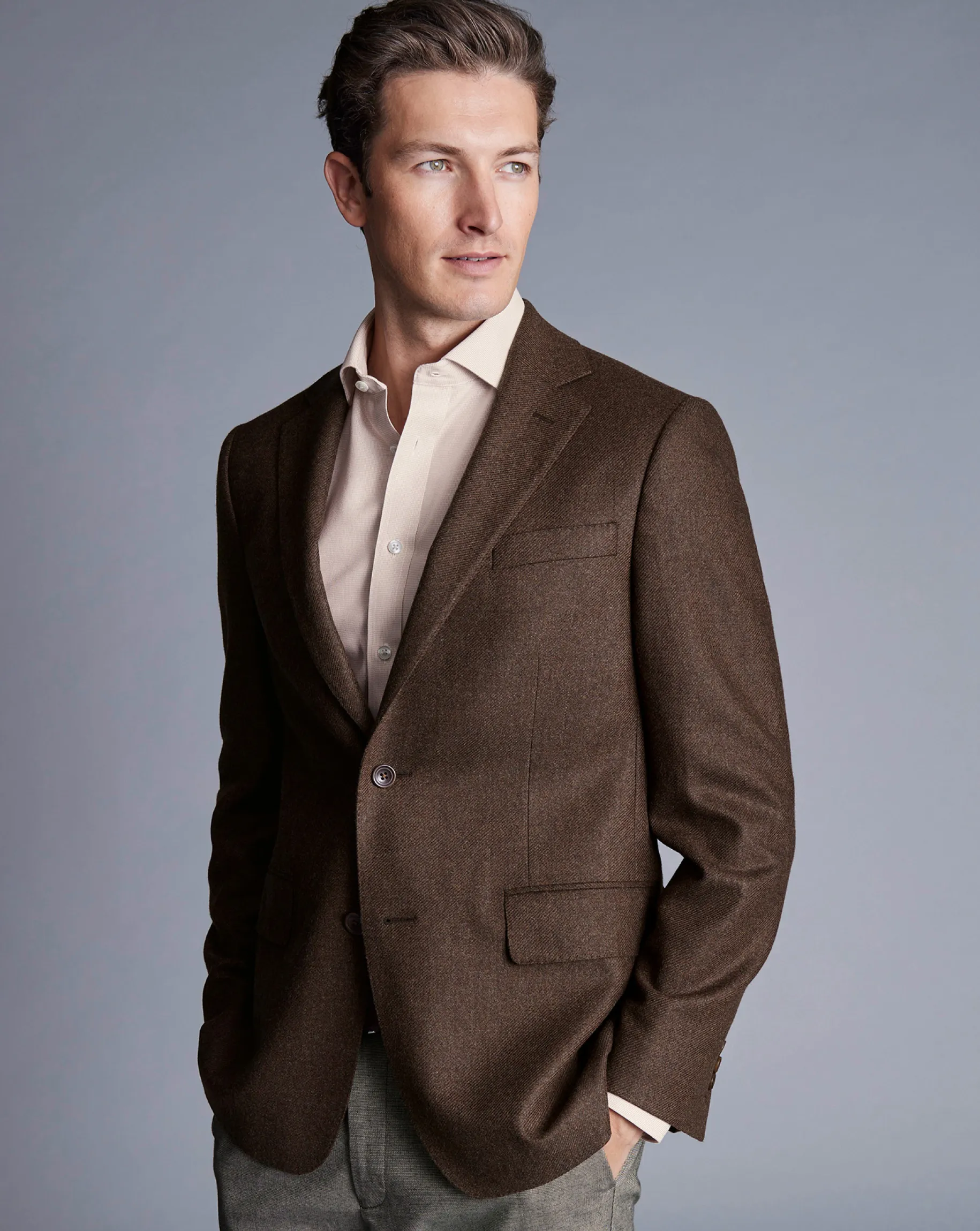 Coats & Jackets|Blazers<Charles Tyrwhitt Luxury Italian Twill Jacket - Toffee