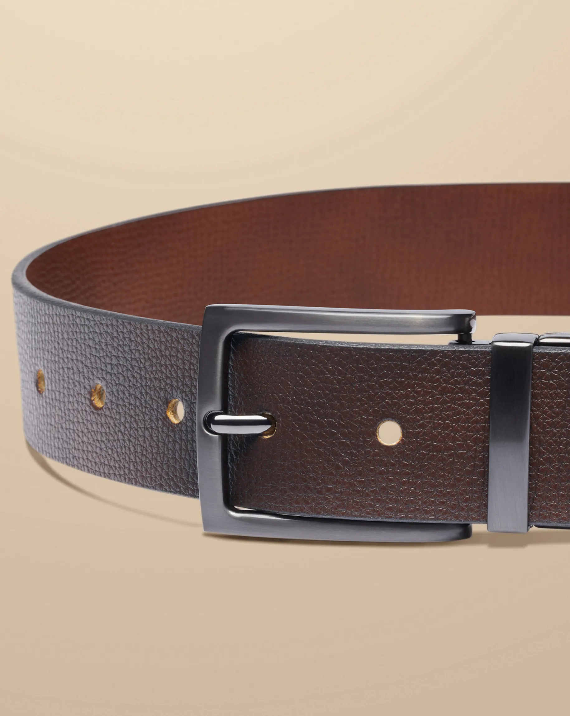 Belts & Suspenders<Charles Tyrwhitt Made In England Leather Reversible Chino Belt - Dark Tan