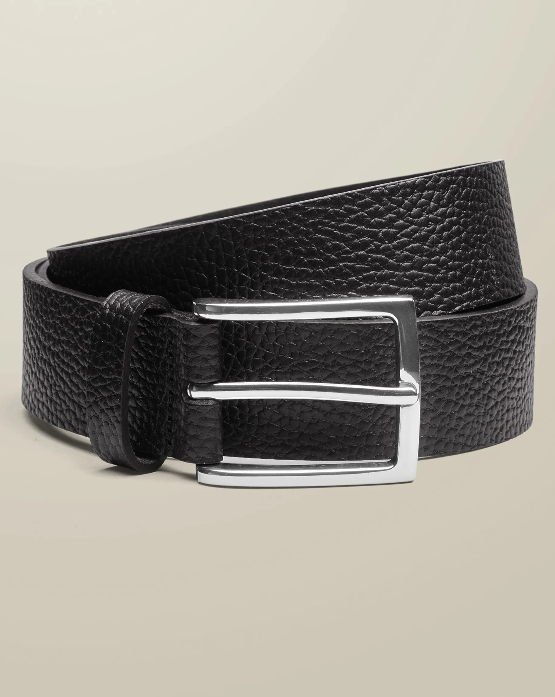 Belts & Suspenders|Leather Goods<Charles Tyrwhitt Made in England Textured Leather Chino Belt - Black