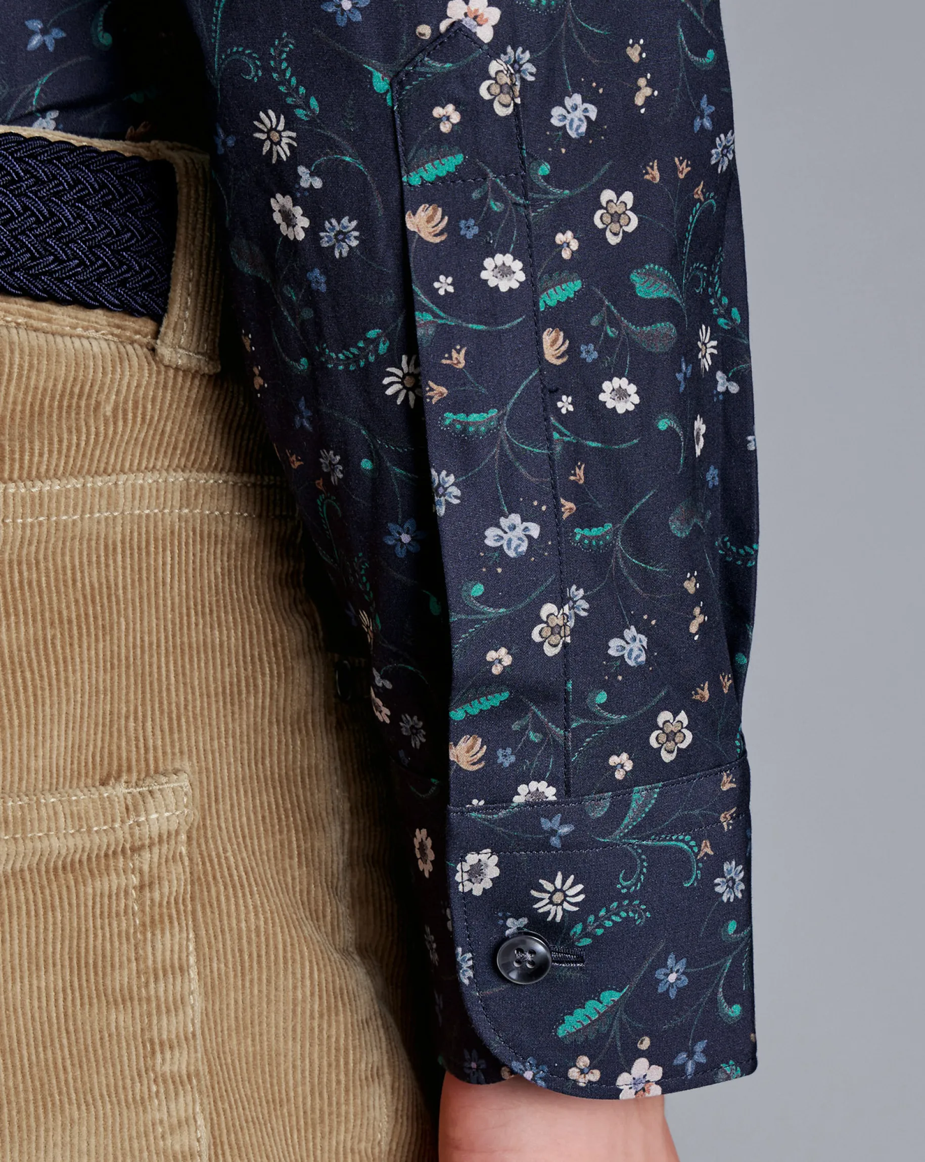 Business Casual Shirts|Casual Shirts<Charles Tyrwhitt Made With Liberty Fabric Large Floral Print Semi-Spread Collar Shirt - Navy