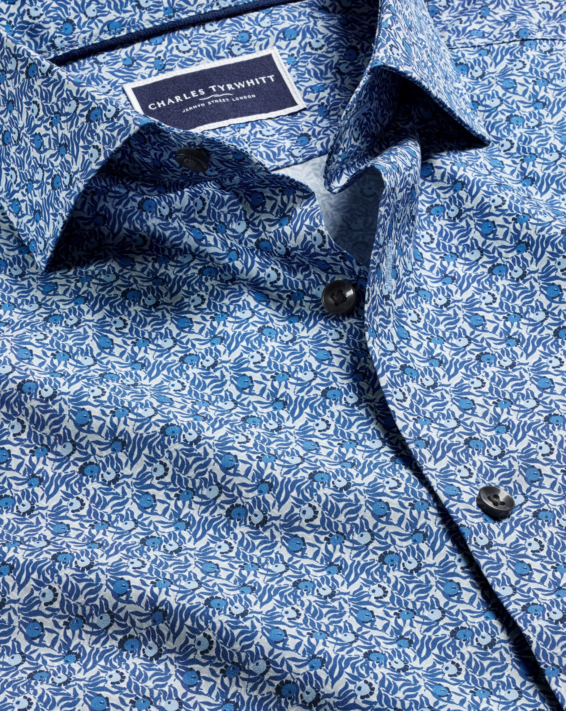 Liberty Print Shirts|Business Casual Shirts<Charles Tyrwhitt Made With Liberty Fabric Berry Print Semi-Spread Collar Shirt - Blue Indigo