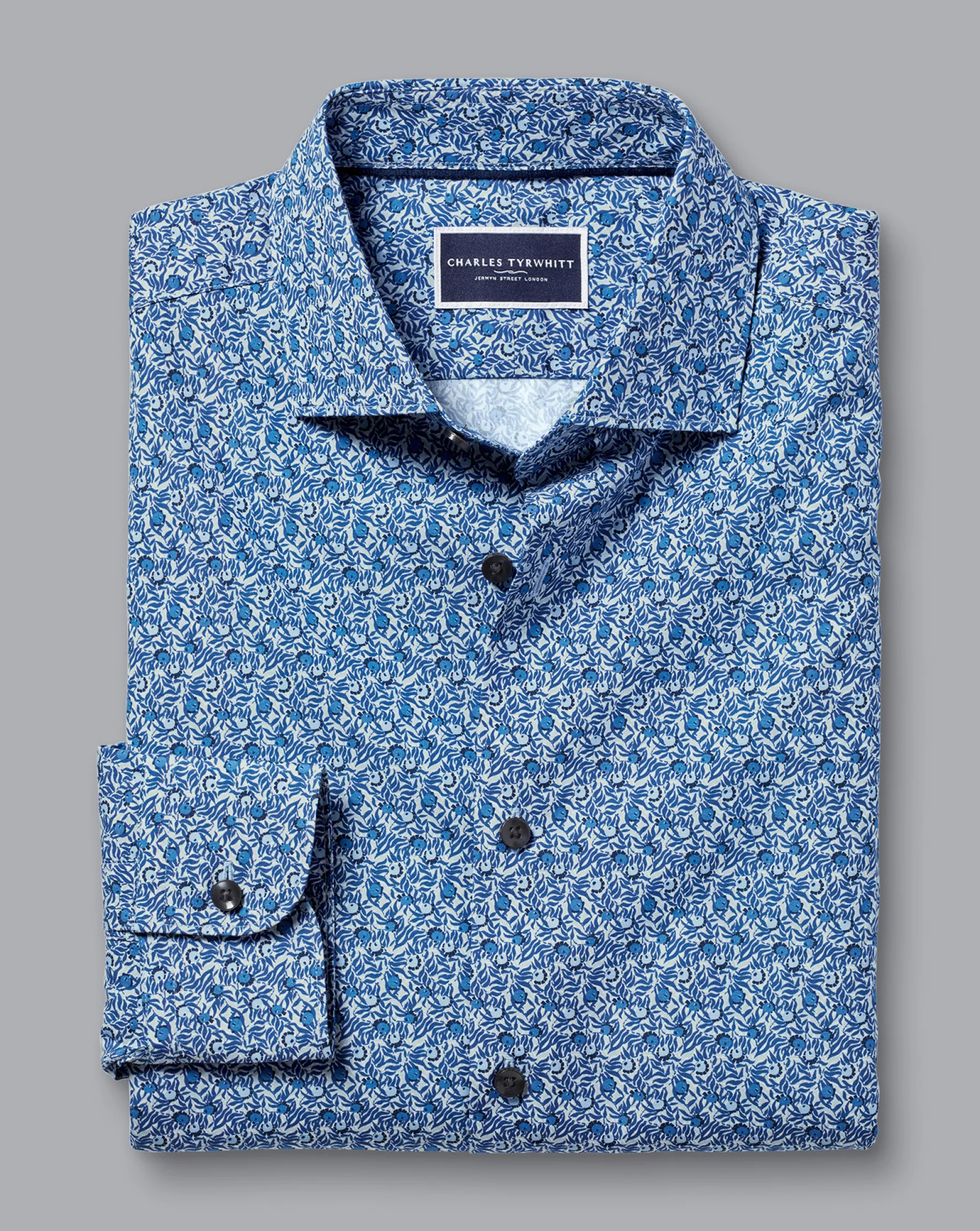 Liberty Print Shirts|Business Casual Shirts<Charles Tyrwhitt Made With Liberty Fabric Berry Print Semi-Spread Collar Shirt - Blue Indigo