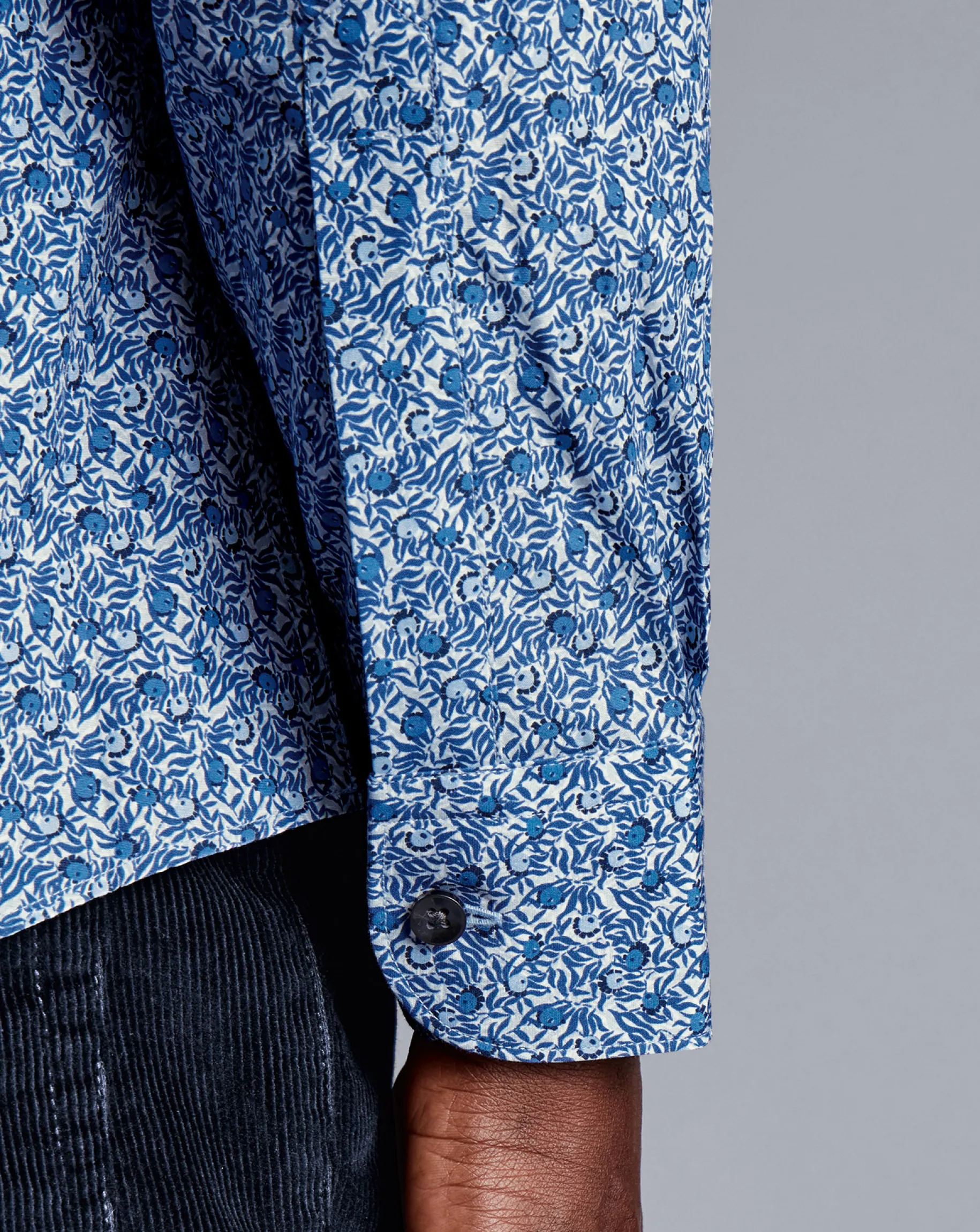 Liberty Print Shirts|Business Casual Shirts<Charles Tyrwhitt Made With Liberty Fabric Berry Print Semi-Spread Collar Shirt - Blue Indigo