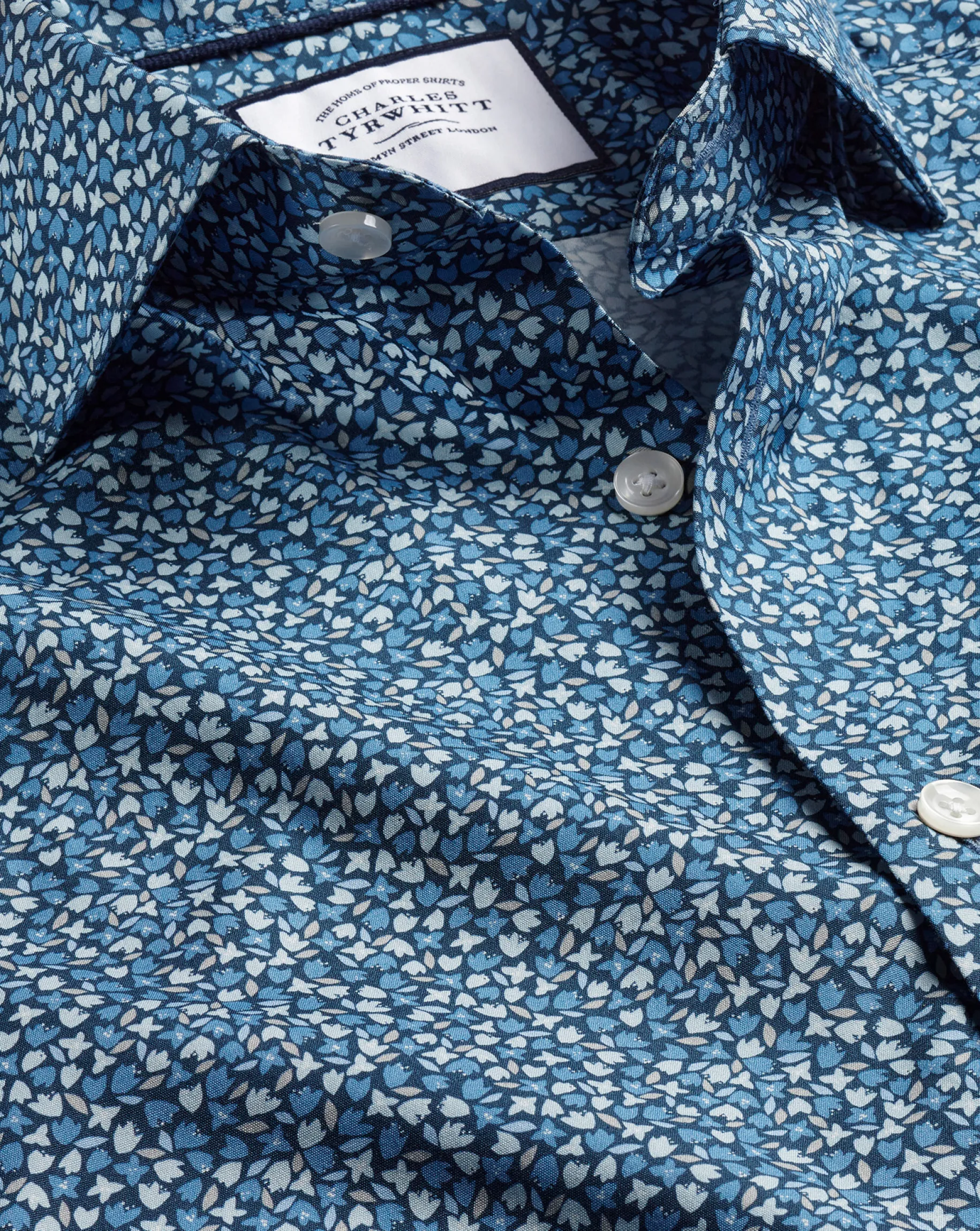 Liberty Print Shirts|Dress Shirts<Charles Tyrwhitt Made With Liberty Fabric Petal Print Semi-Spread Collar Shirt - Blue Indigo