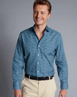 Liberty Print Shirts|Dress Shirts<Charles Tyrwhitt Made With Liberty Fabric Petal Print Semi-Spread Collar Shirt - Blue Indigo