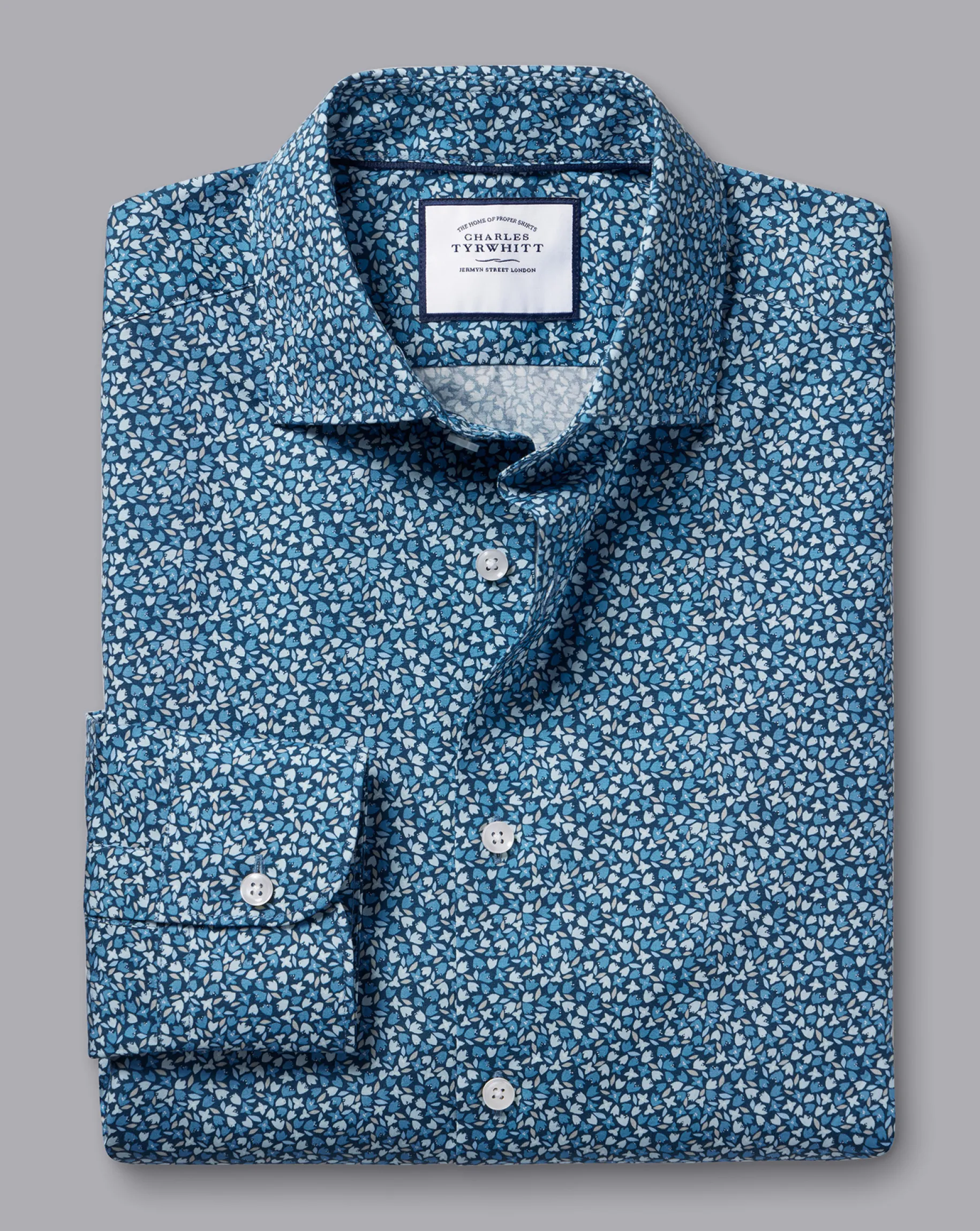 Liberty Print Shirts|Dress Shirts<Charles Tyrwhitt Made With Liberty Fabric Petal Print Semi-Spread Collar Shirt - Blue Indigo