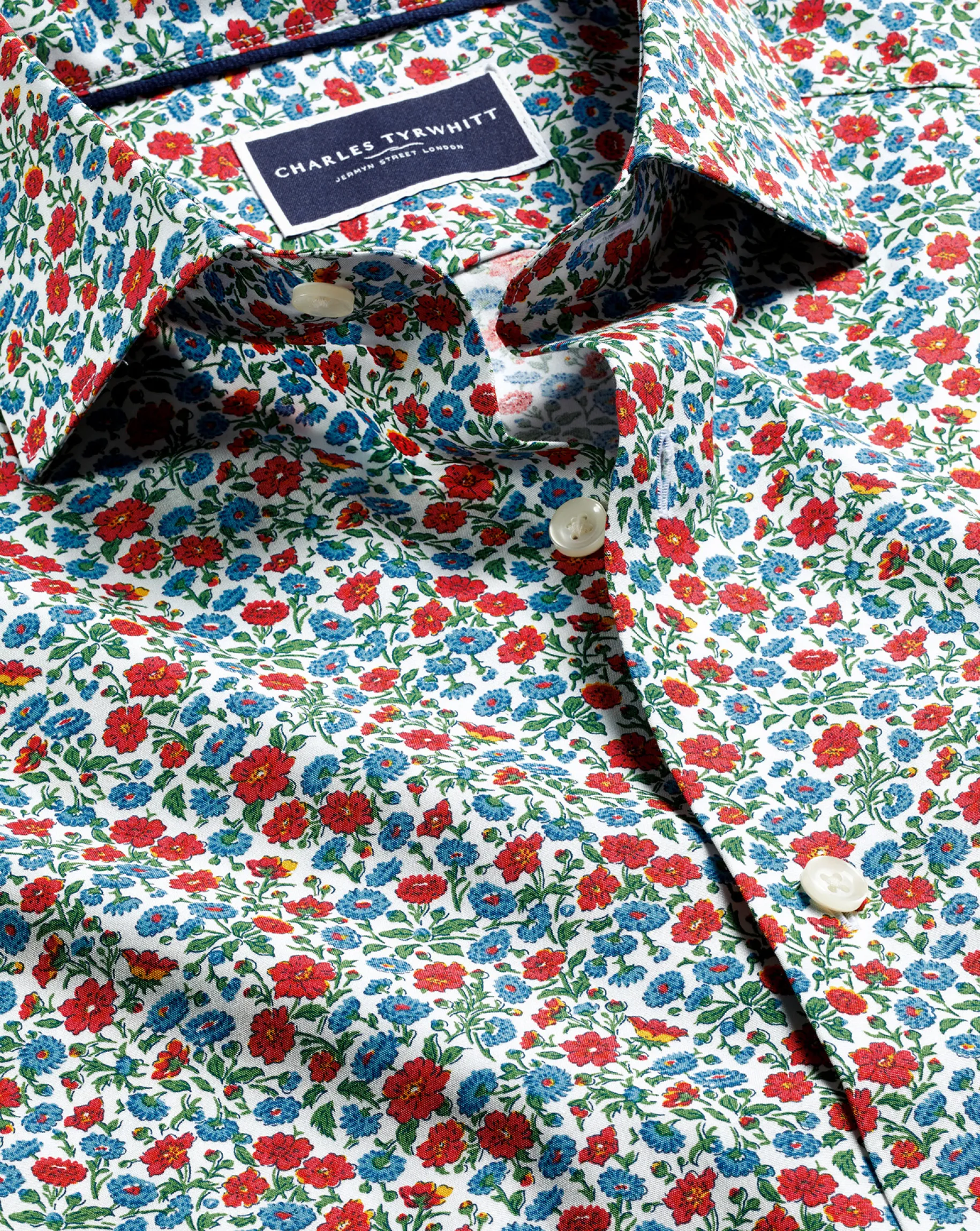 Business Casual Shirts|Casual Shirts<Charles Tyrwhitt Made With Liberty Fabric Floral Print Shirt Semi-Spread Collar Shirt - Red
