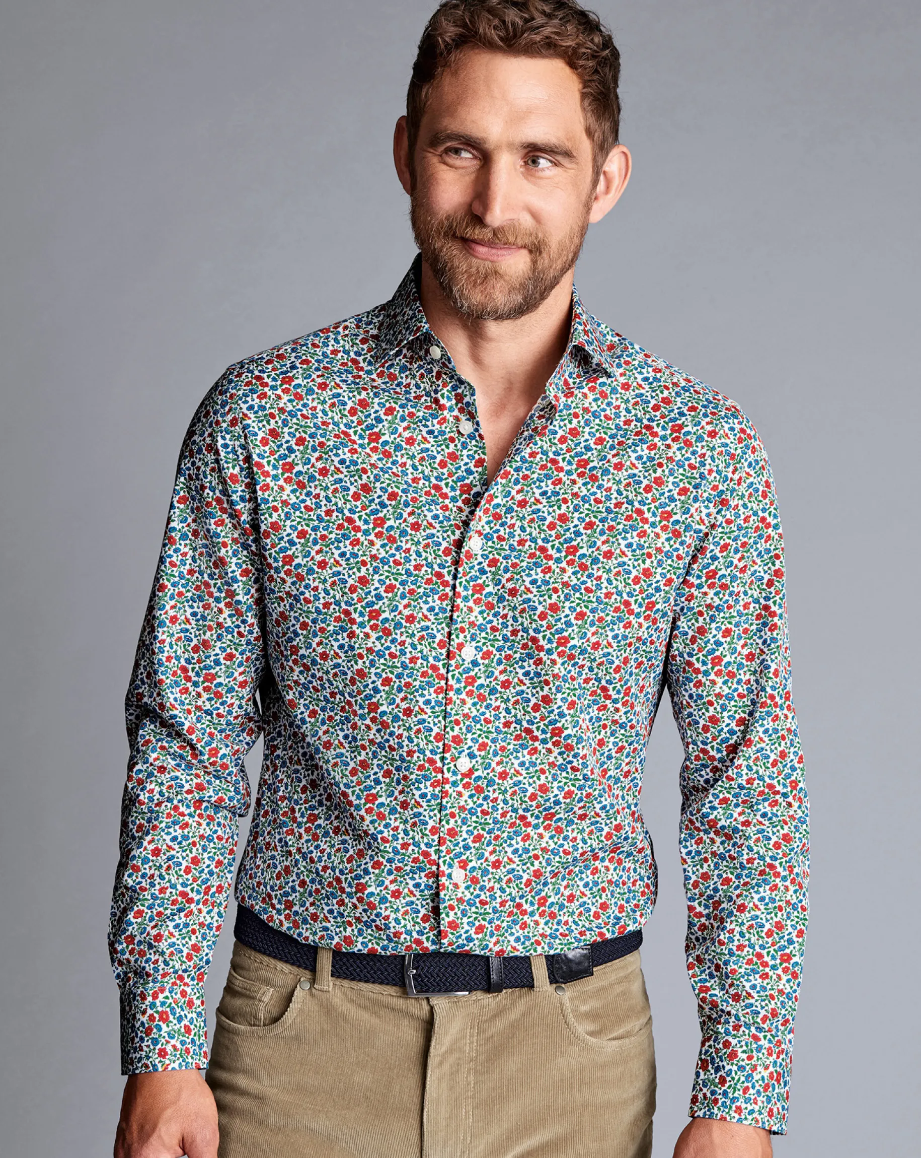 Business Casual Shirts|Casual Shirts<Charles Tyrwhitt Made With Liberty Fabric Floral Print Shirt Semi-Spread Collar Shirt - Red