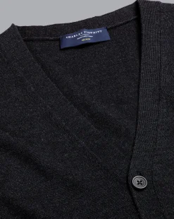Grey Sweaters|Cardigans<Charles Tyrwhitt Merino Cardigan - Grey Charcoal