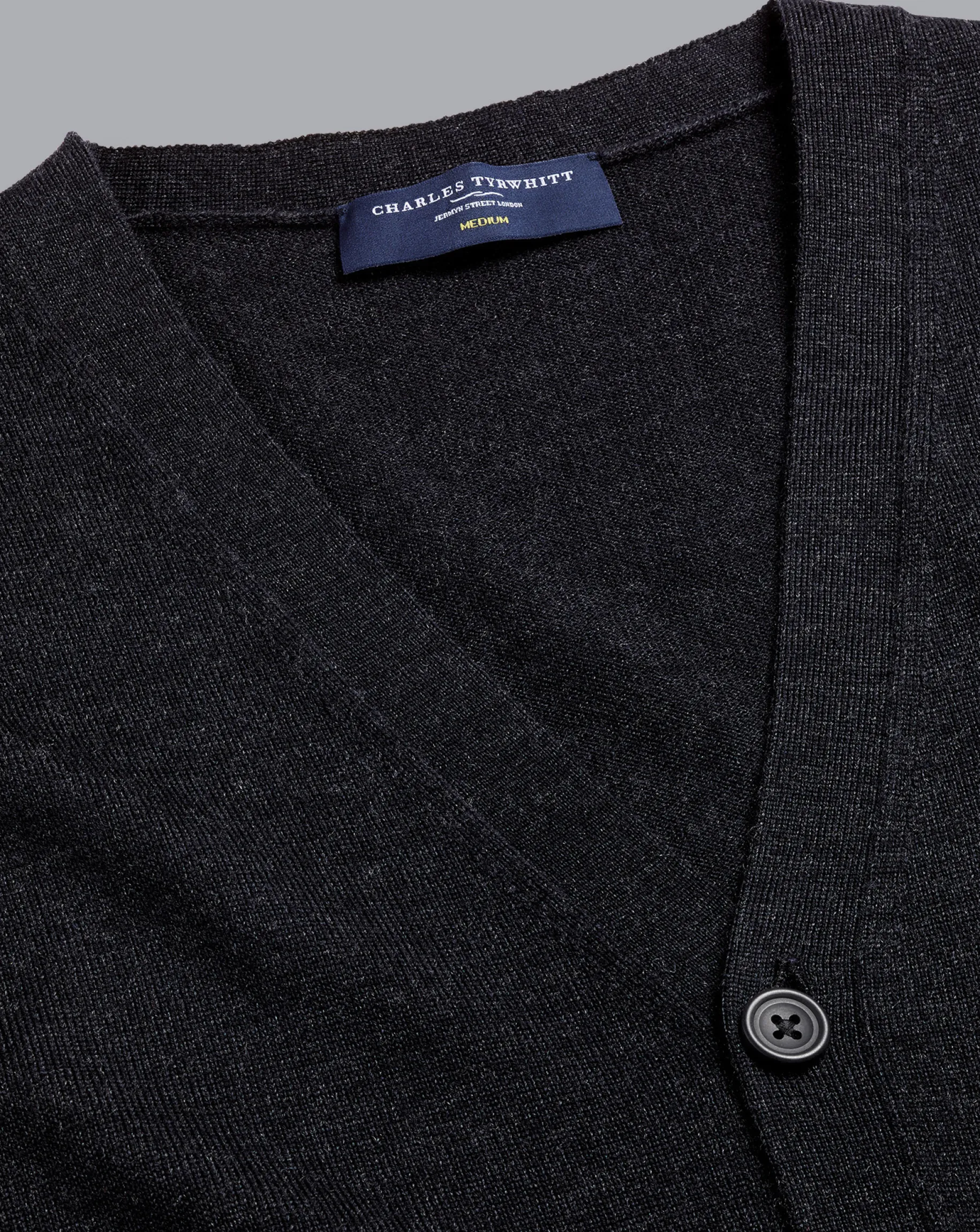Grey Sweaters|Cardigans<Charles Tyrwhitt Merino Cardigan - Grey Charcoal