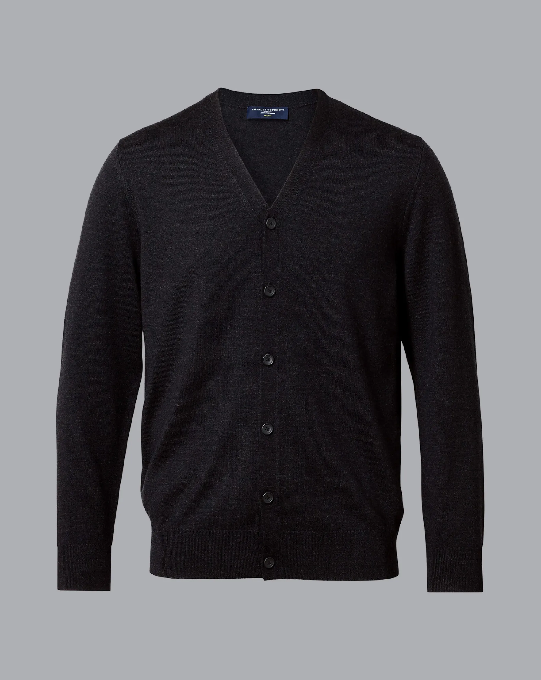 Grey Sweaters|Cardigans<Charles Tyrwhitt Merino Cardigan - Grey Charcoal