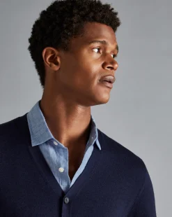 Blue Sweaters|Cardigans<Charles Tyrwhitt Merino Cardigan - Navy