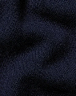 Sweaters|Blue Sweaters<Charles Tyrwhitt Merino Cashmere Button Neck Sweater - Navy