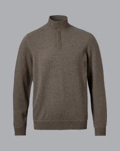 Sweaters|Brown Sweaters<Charles Tyrwhitt Merino Cashmere Button Neck Sweater - Mocha